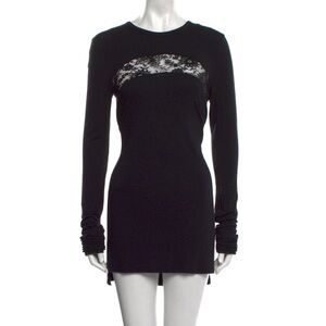 Givenchy Black Lace Accent Long Sleeve Tunic Dress